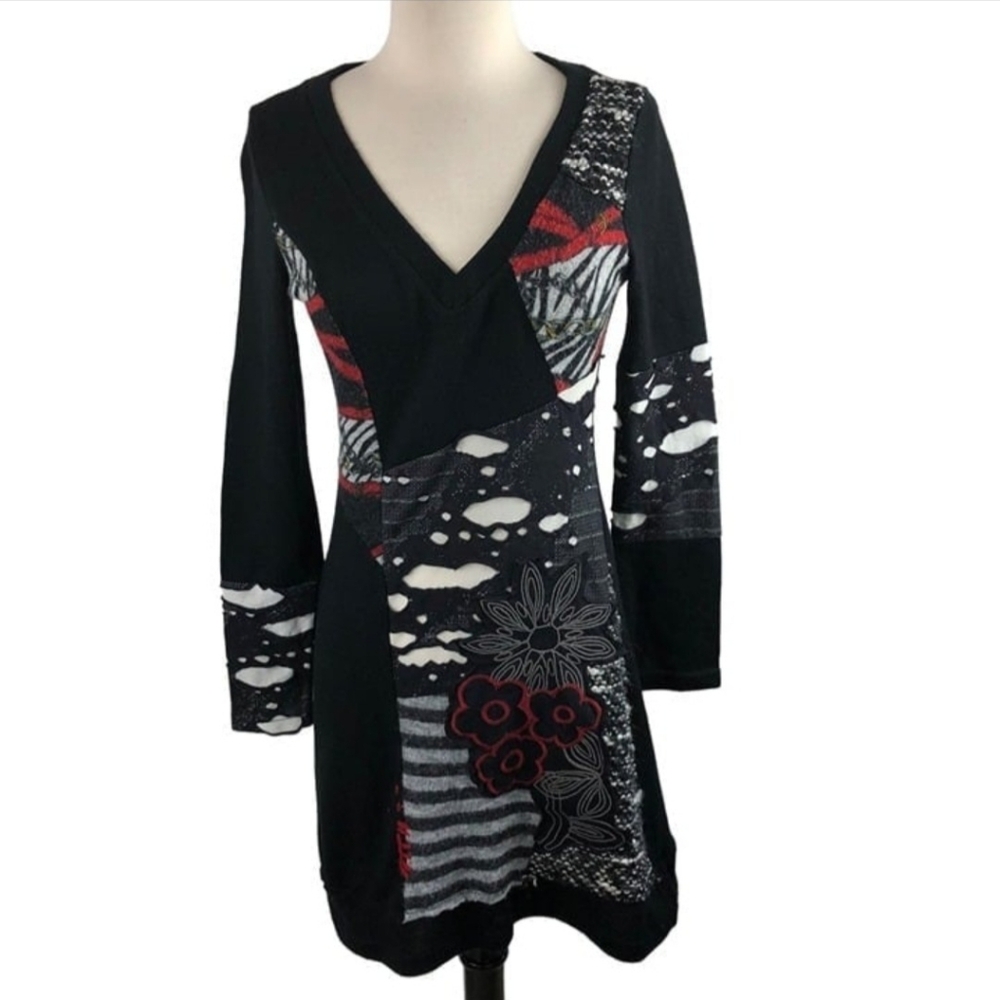 Kessley Womens Modern Artistic Floral Dress Size Small